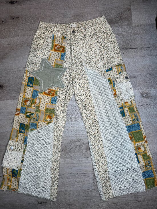 POL Pants - POL Patchwork Crochet Star Wide Leg Pants - M